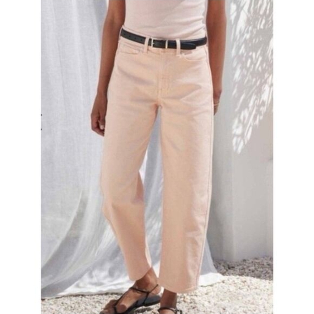 AYR Cropped Wide-Leg Jeans in Light Pink